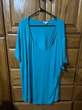Avenue Teal Scoop Neck Top